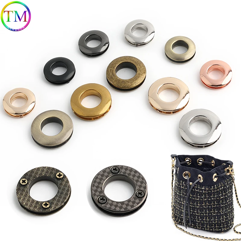 10/50Pcs 10-23mm Metal Screw Back Eyelet with Washer Grommets Rings Metalic Buckle for Bag Garment Shoes Leather Craft Accessory
