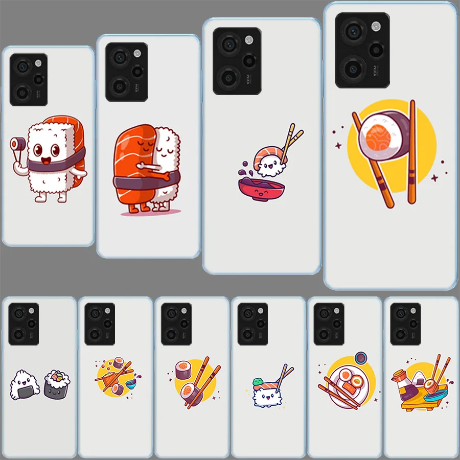 Cute Cartoon Sushi Clear Case For Xiaomi Pocophone X5 M5S X3 F6 M5 X4 F4 GT F5 F3 F2 M3 F1 M4 X6 Pro Note 10 Lite TPU Soft Phon