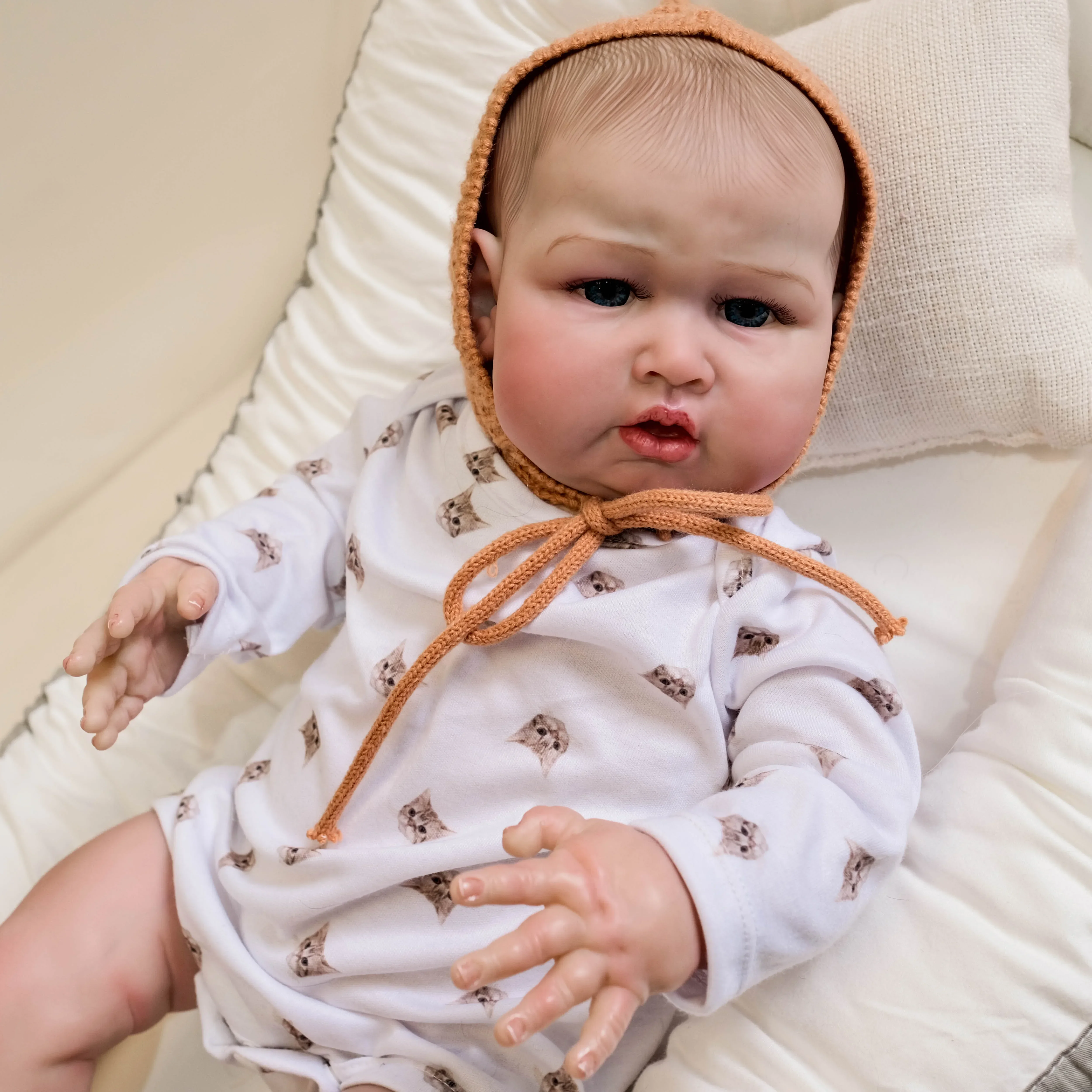 

24Inch Blue Sparrow Cloth Body Reborn Baby Doll Toddler Newborn Doll Lifelike Soft Touch 3D Skin Art Doll