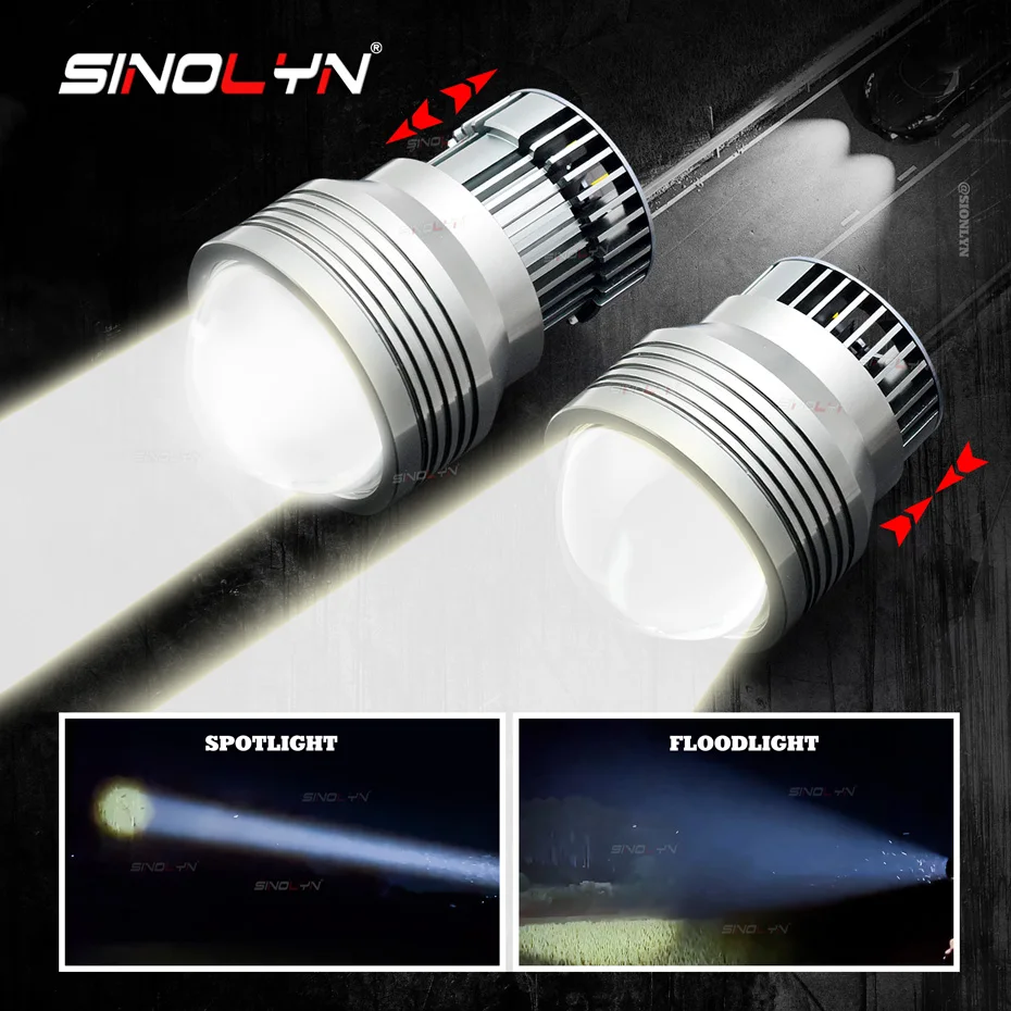 Sinolyn-Focos LED de 81000LM, reflector de luces LED retráctiles 6000K, lentes de proyector para faros delanteros de coche y motocicleta, reequipamiento,proyectores led lupas para auto, luces led para vehículos