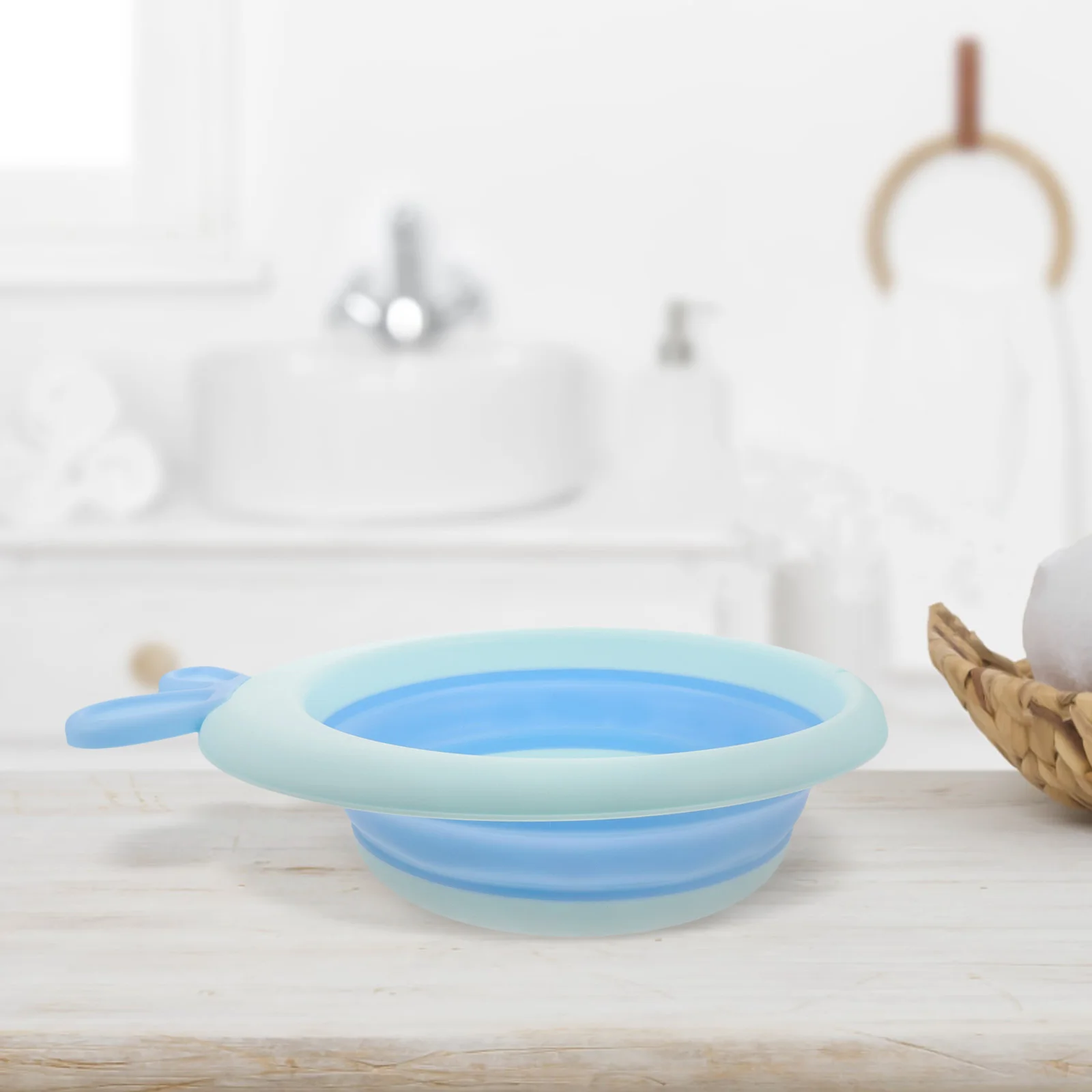 

Foldable Wash Basin Round Collapsible Plastic Cartoon Face Foot Bath Tub Portable Washing Travel Care