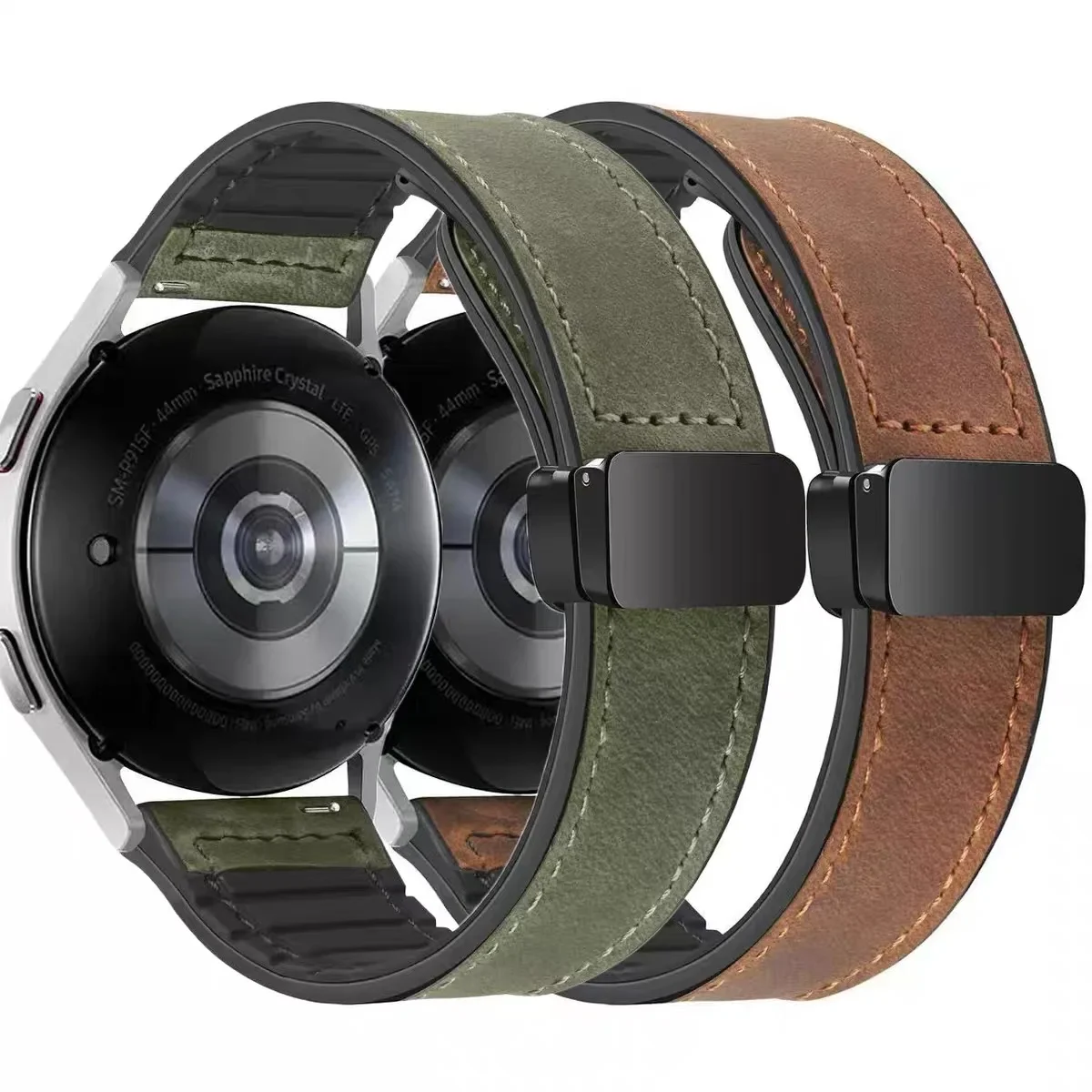 

Ремешок с магнитной пряжкой для Samsung Galaxy Watch 4, 5, 6, 7, 40/44 мм, кожаный силиконовый ремешок Galaxy Watch 4-6 Classic, ремешки 43 47 мм, 46 мм
