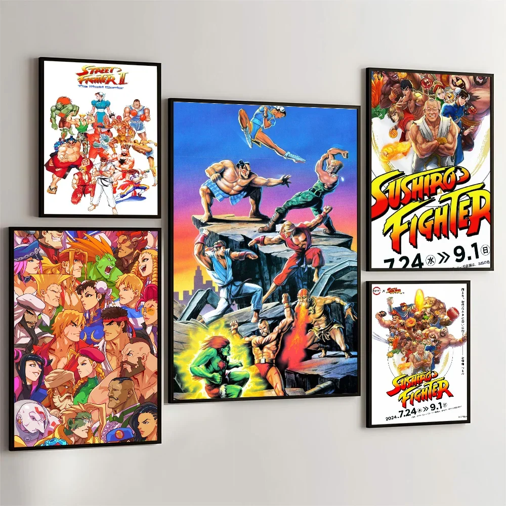 1PC Street Fighter Fighting Games Poster Movie Sticky Poster Retro Kraft Paper Sticker Room Bar Cafe Aesthetic Art Wall Painting