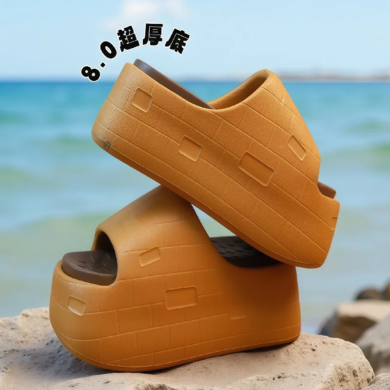 

Super height 8cm platform sandals woman chunky elevator shoes litte girls high heels eva mules summer casual street slippers