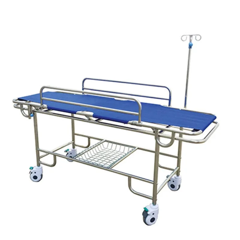 Stainless steel hospital Emergency wheeled stretcher for ambulance