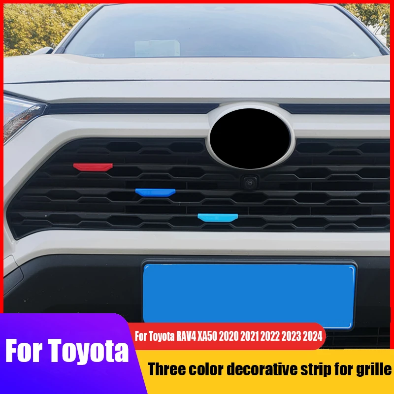 

Automotive grille tri color decorative strip ABS material exterior modification part For Toyota RAV4 XA50 2021 2022 2023 2024