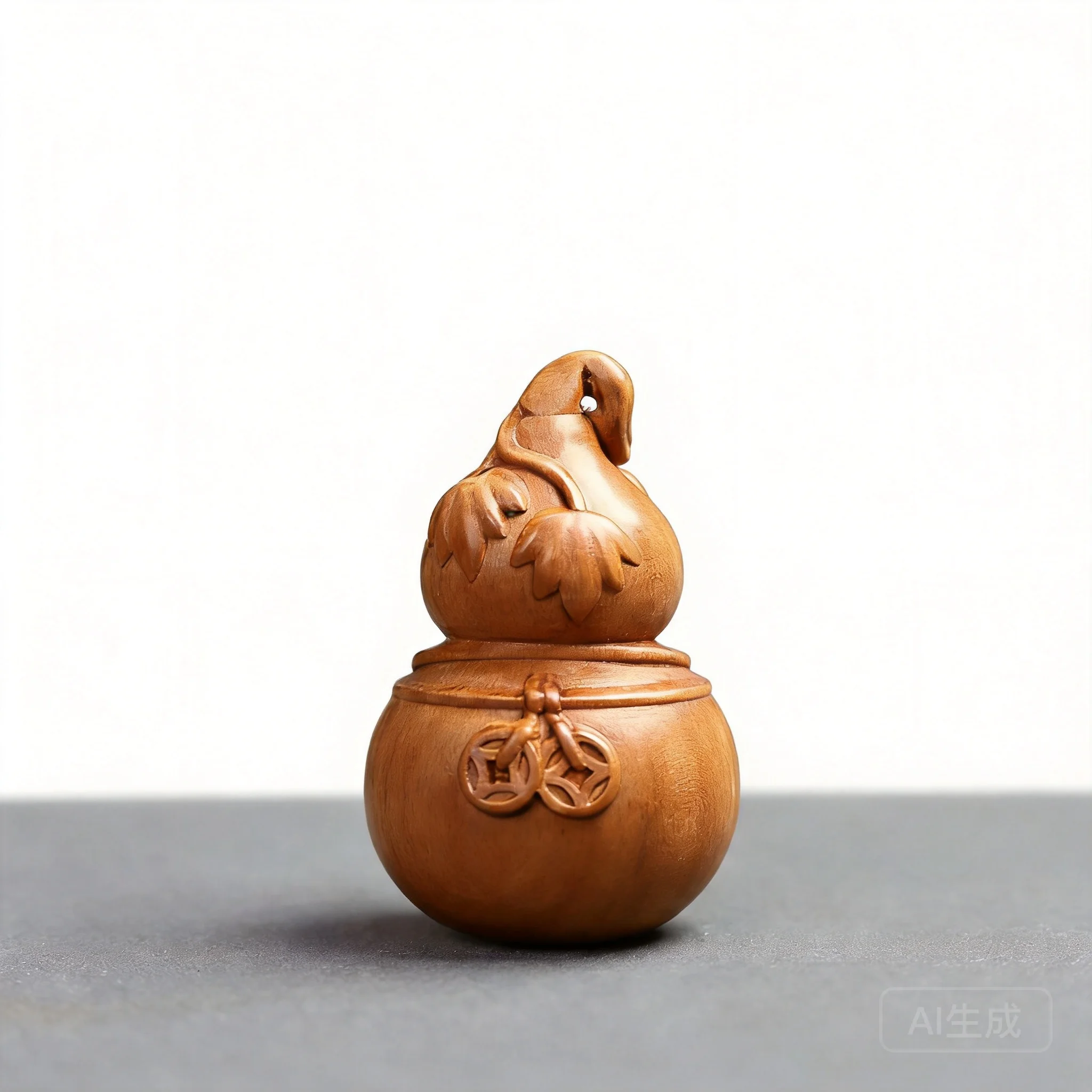 Jouet anti-stress portable en bois de jujube sculpté en forme de calebasse, style chinois, avec motif de pièce de monnaie attirant la richesse, pendentif de voiture, pour la fortune et la bénédiction