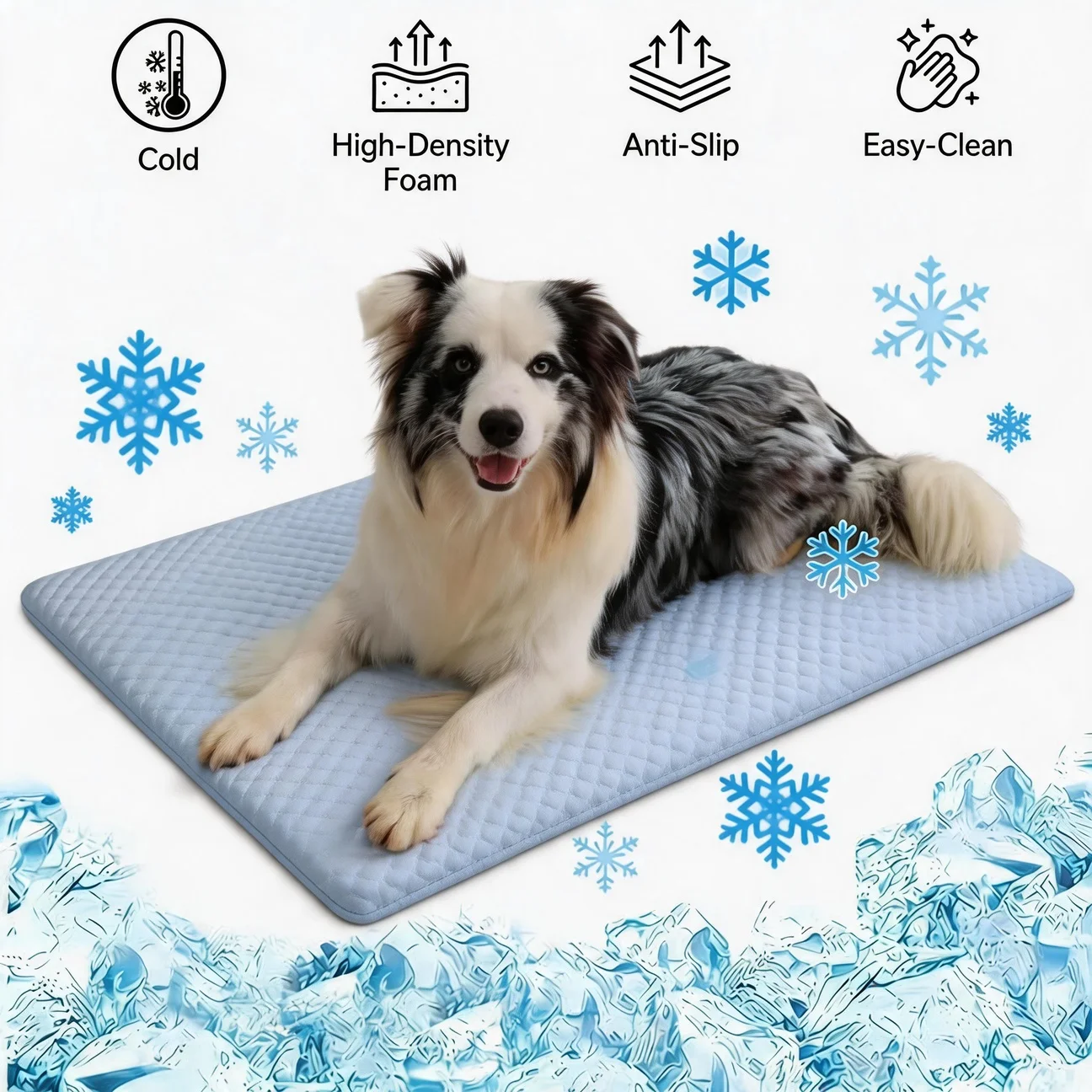 Cooling Pet Mat Thick Ice Silk Summer Dog Bed Pad Pet Cooling Sheet Breathable Non-Slip Washable for Medium Large Dogs Cats