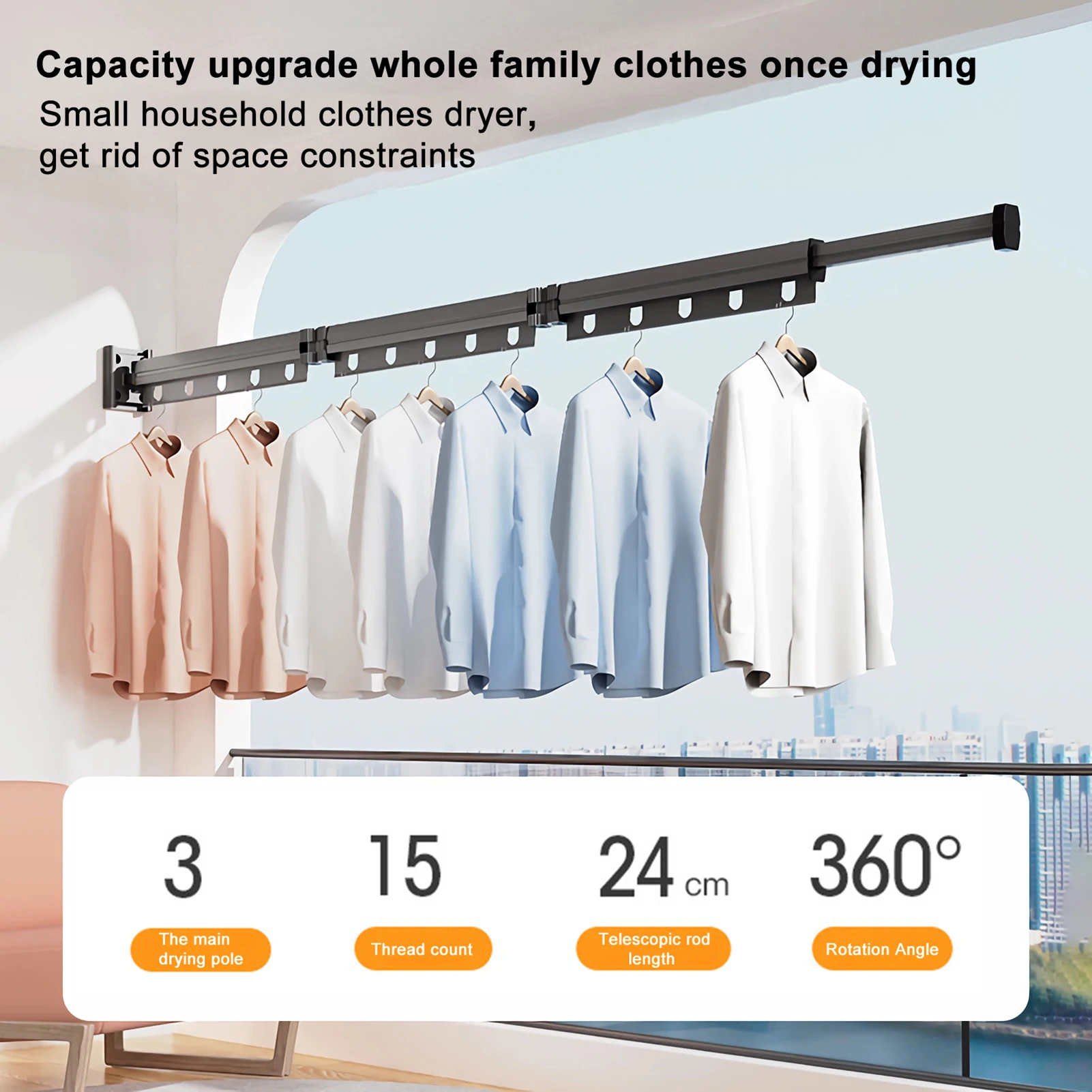 

2 Pc Wall Mounted Clothes Hanger Retractable Wall Mounted Laundry Drying Rack Collapsible Drying Racks Space Saving Bathroom