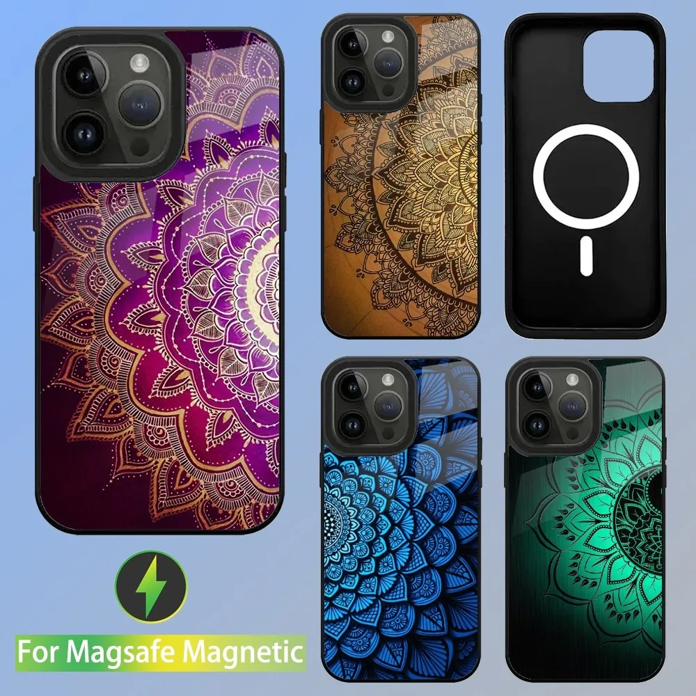 

Indian Pattern Mandala Phone Case For iPhone 15,14,13,12,11,Plus,Pro,Max Mini Magsafe Magnetic Wireless Charging