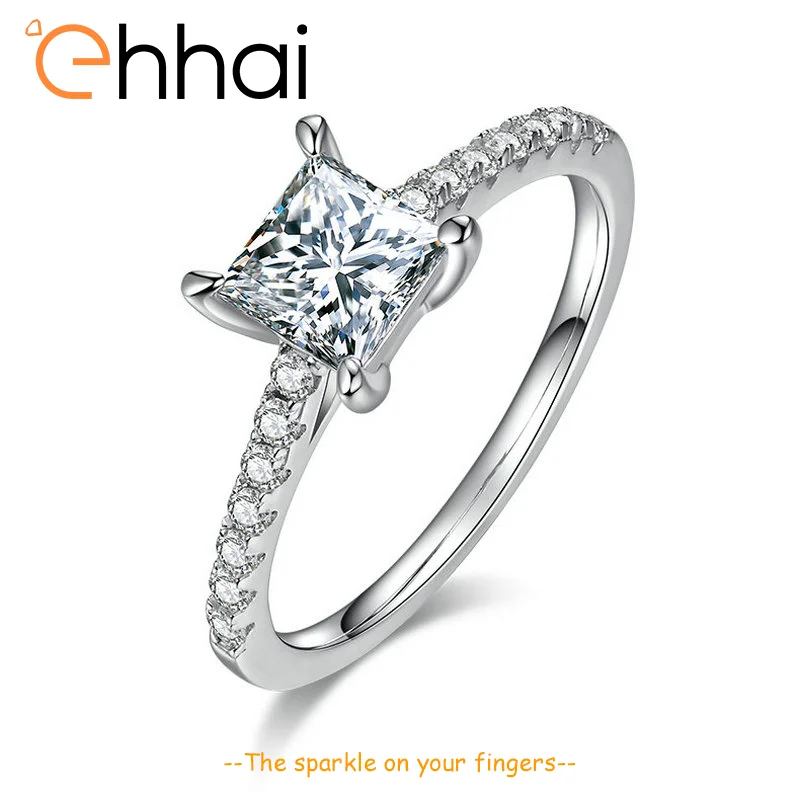

Ehhai Square Cut 1ct Moissanite Engagement Ring for Women 925 Sterling Silver Brilliant Diamond Rings Wedding Fine Jewelry Gift