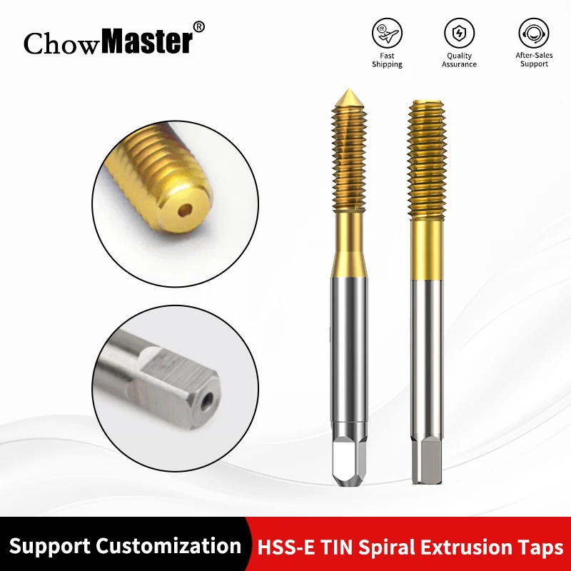 

Chowmaster HSS-E TiN с метрическим покрытием, тонкие безвоздушные формовочные метчики, метчик для экструзионной машины M3 M4 M5 M6 M8 M10 M12