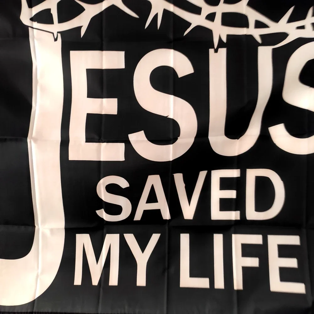 Jesus Christian Flag Jesus Saved My Life Banner 90X150cm Hanging Outdoor Decoration