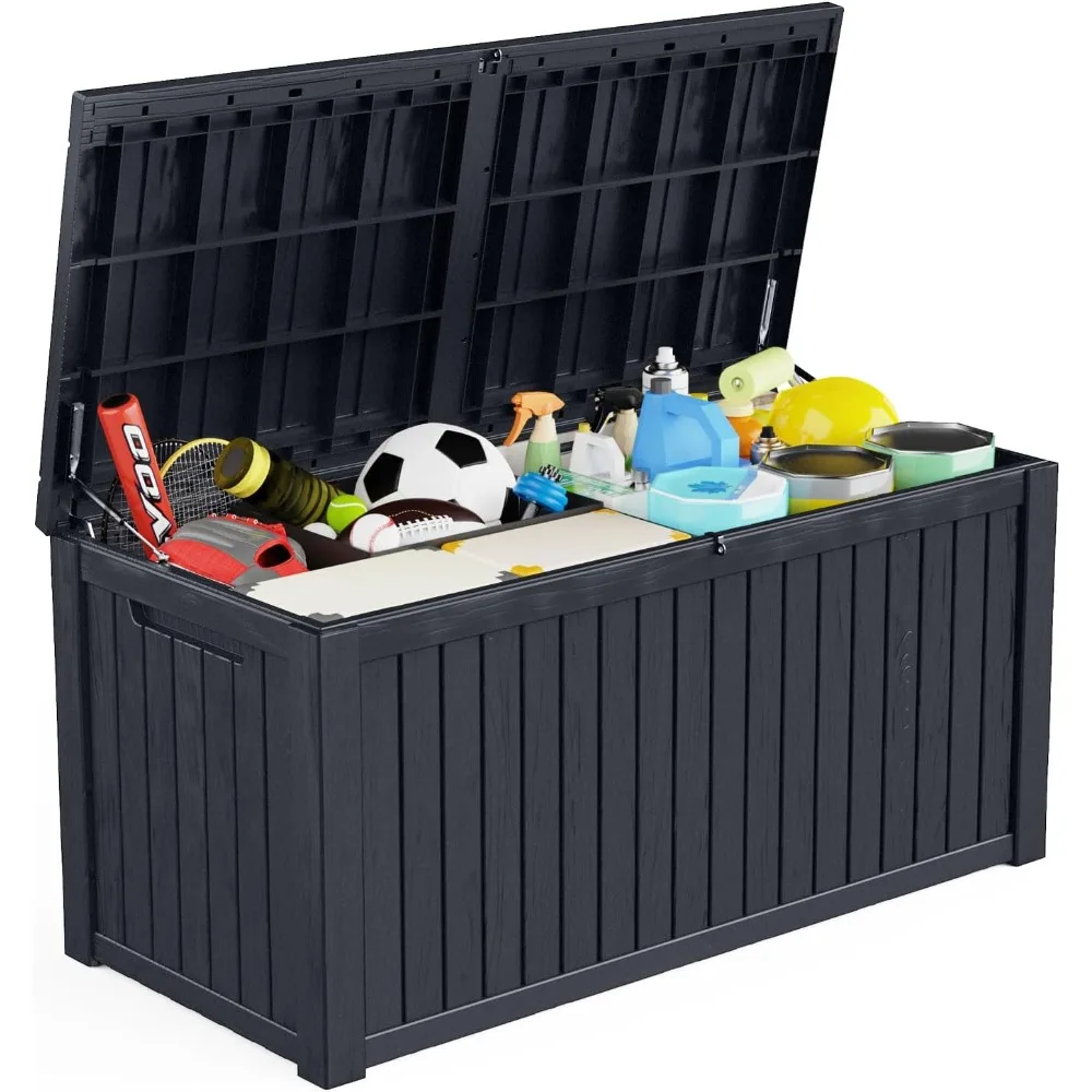 

180 Gallon Deck Box, Waterproof Resin Large Outdoor Storgae Box for Patio Furniture, Patio Cushions, Gardening Tools