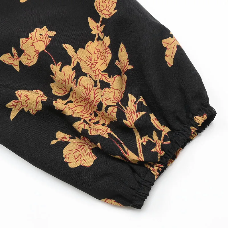 Abito da donna Boho con stampa floreale, girocollo, maniche lunghe, volant a strati, mini abito per la festa quotidiana autunnale casual