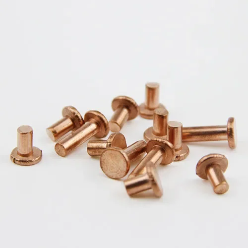 100PCS M2.5 Copper Rivet Flat head solid rivets 3mm-10mm long length screw screws