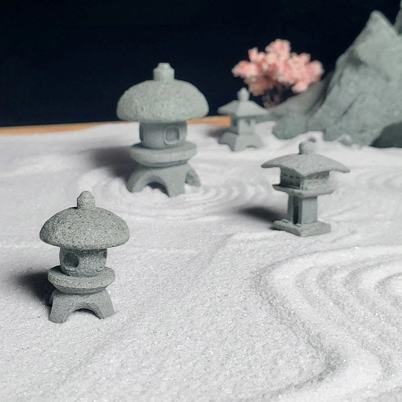 Gazebo Chinese Lanterns Mini Pagoda Model Decoration Stone Miniature Statue Sandstone Home Accessories