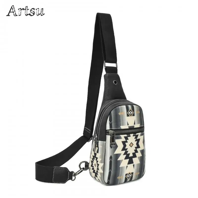 Hot Selling Waist Bag Bohemian Ethnic Style European American Multi Zipper Canvas Crossbody Bag Multifunctional Chest Bag