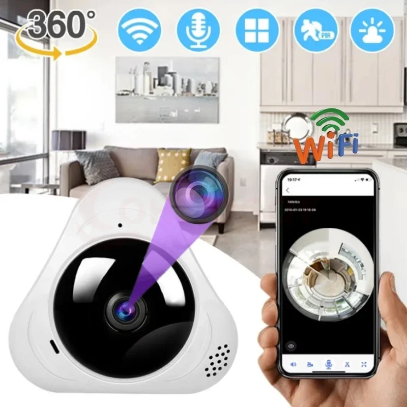 360° Wifi Panoramic Camera 1080P HD Security Protection Fisheye IP Cam Smart Home Night Vision CCTV Small Surveillance Camcorder