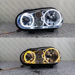 For Volkswagen VW Golf MK4 R32 GTi VR6 CABRIO A4 Ultra Bright Switchback A/W Turn Signal Light SMD LED Angel Eyes Kit Halo Rings