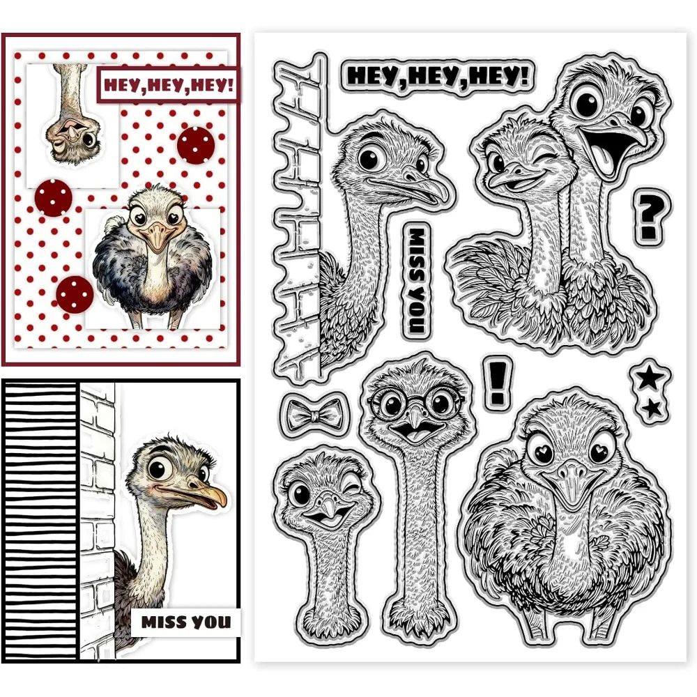 Transparente Stempel, Cartoon-Strauß, transparente Stempel, interessante Tier-Stempel für DIY-Scrapbooking, Fotoalbum