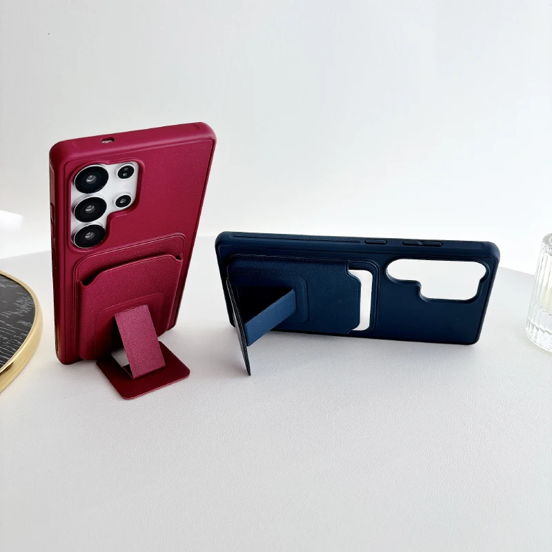 Funda de teléfono con ranura para tarjetas y soporte plegable Invisible para Samsung S25 S24 S23 S26 Ultra Plus FE A56 A55 A54 A36 A35 A17 A16 A15