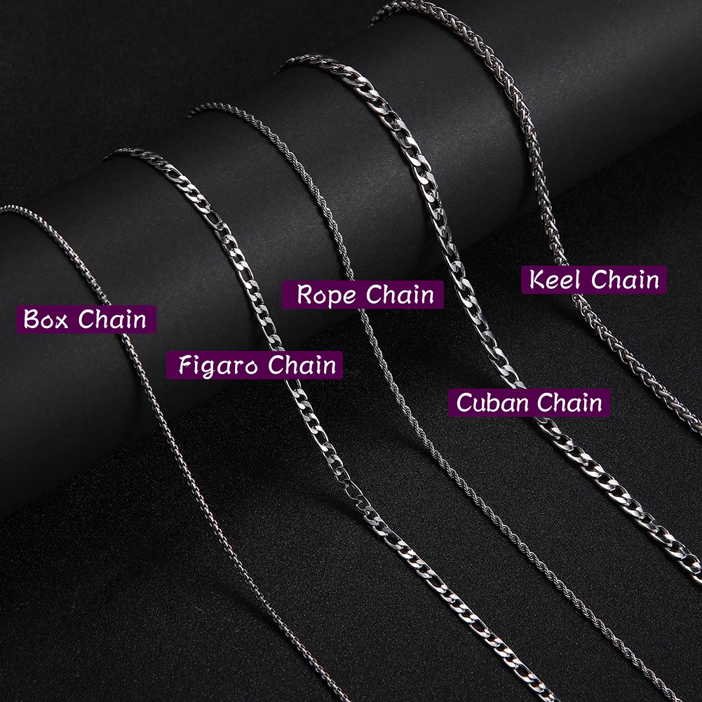 My Shape Basic Cuban Chain Necklaces for Men Women Punk Figaro Box Curb Chain Chokers Lobster Clasp Fashion Male Jewelry Collar