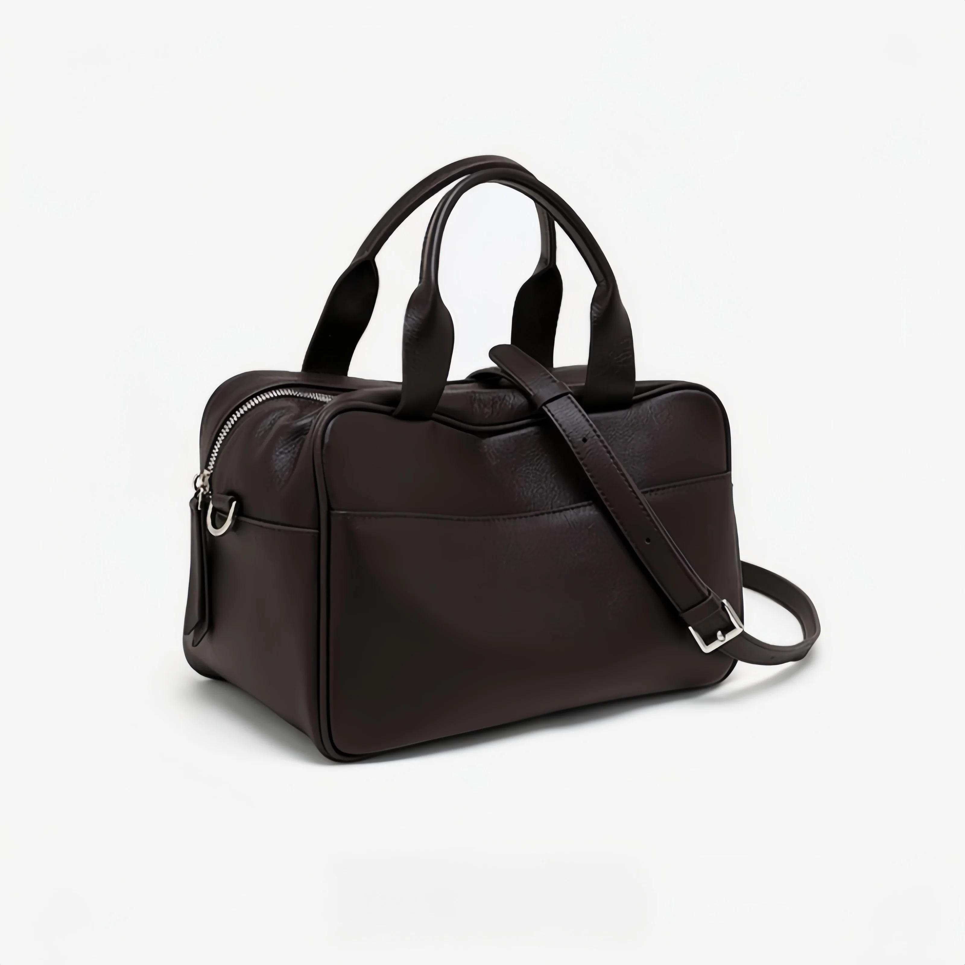 2026 New Full Grain Leather Boston Bag for Women Large Capacity Bowling Shoulder Crossbody Handbag Premium Commute Messenger Bag