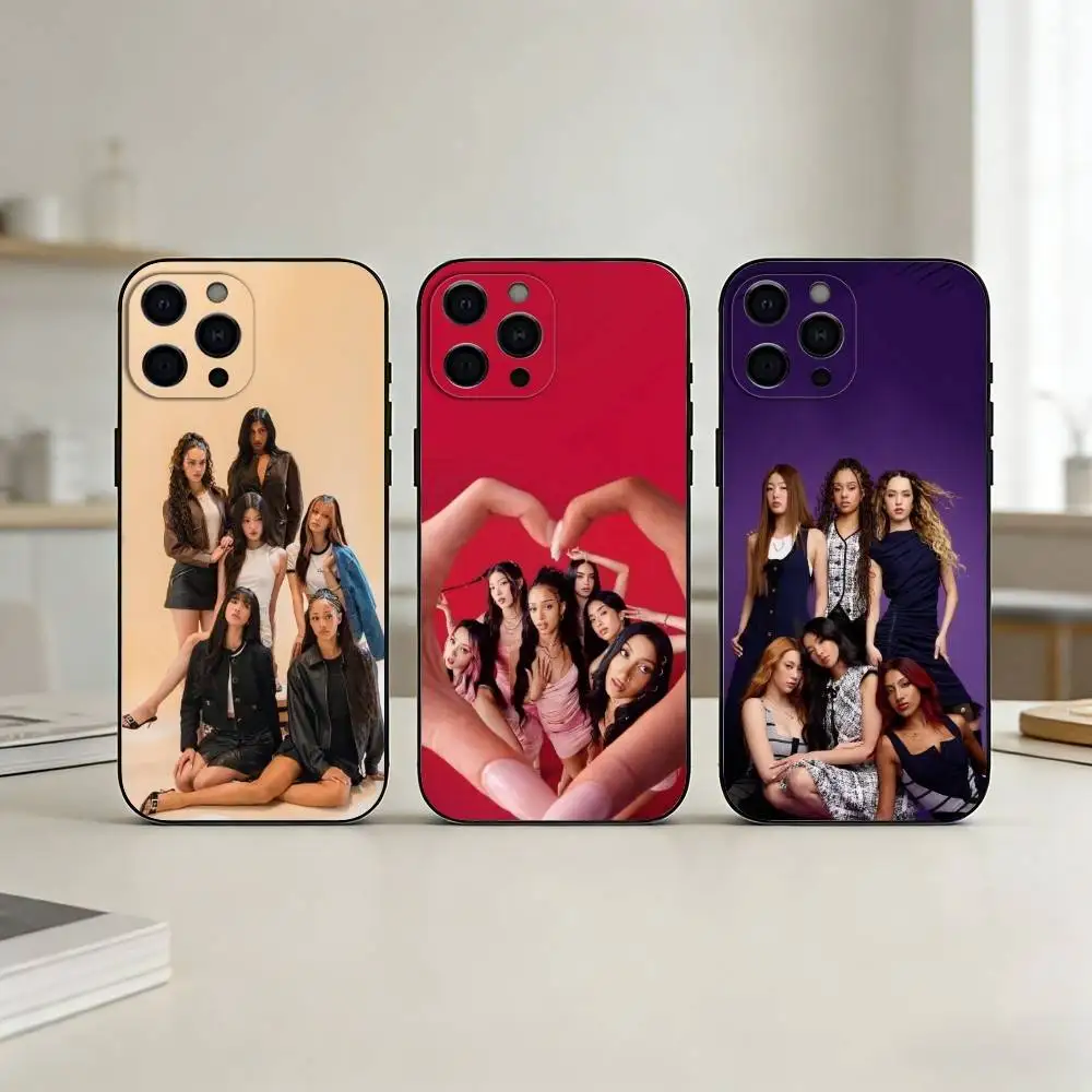 

katseye music group Phone Case For iPhone 17,16,15,14,13,12,11 Plus,Pro,Max,Mini Silicone black Soft Cover