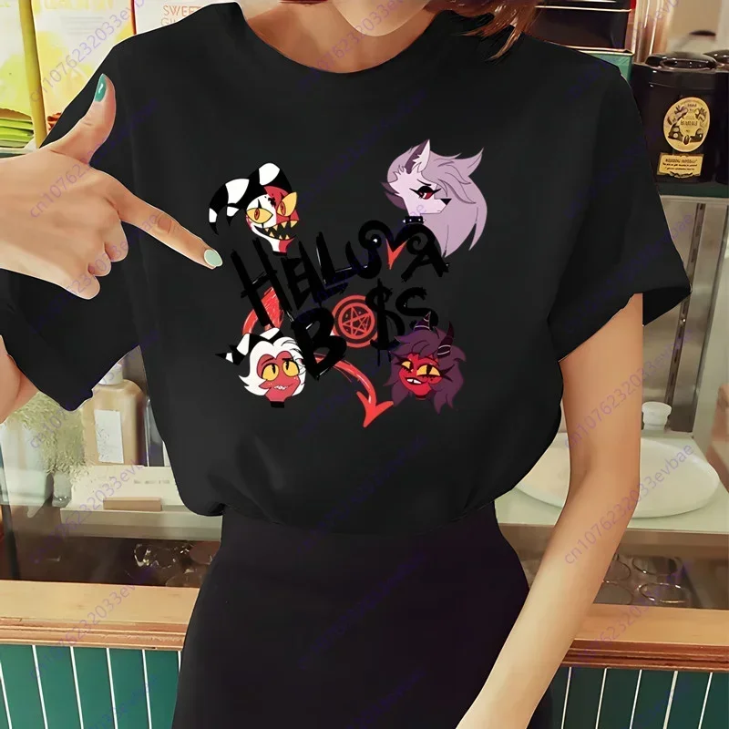 Women\'s Helluva Boss T Shirt Summer Short Sleeve Printed Chewing Print Funny Harajuku Tshirt Tops Men\'s T-shirt Streetwear