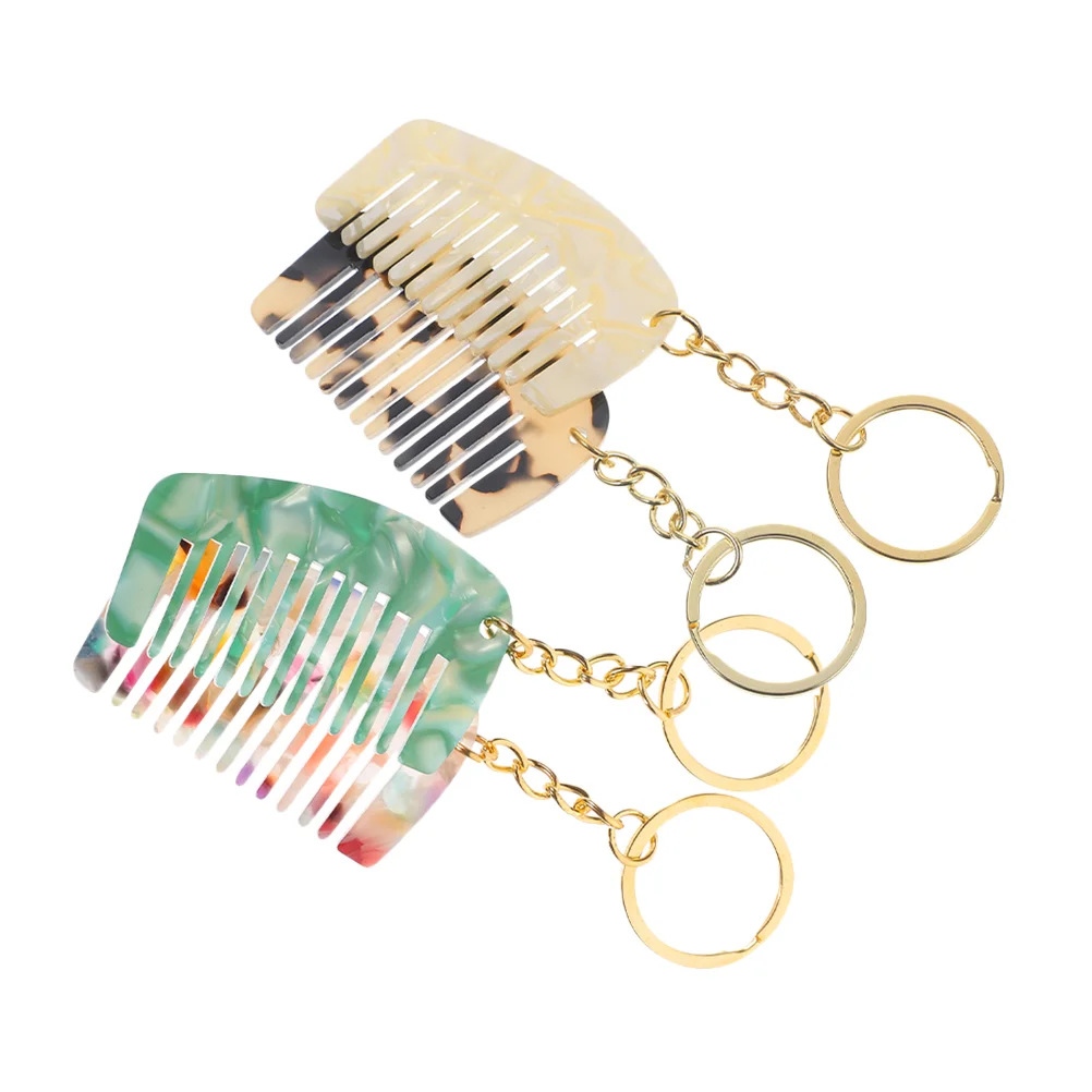 4 Pcs Mini Comb Keychain Acetate Sheet Travel Hair Fold Wide Tooth Detangler Combs 5 3cm x 3 1cm Various Colors Portable Stylish