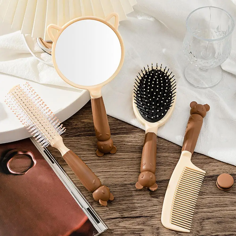 

Handheld Mirror Comb Set Fashion Smooth Scalp Stimulation Handheld Mirror Comb Set Good Grip Makeup Mirror Hairbrush Set