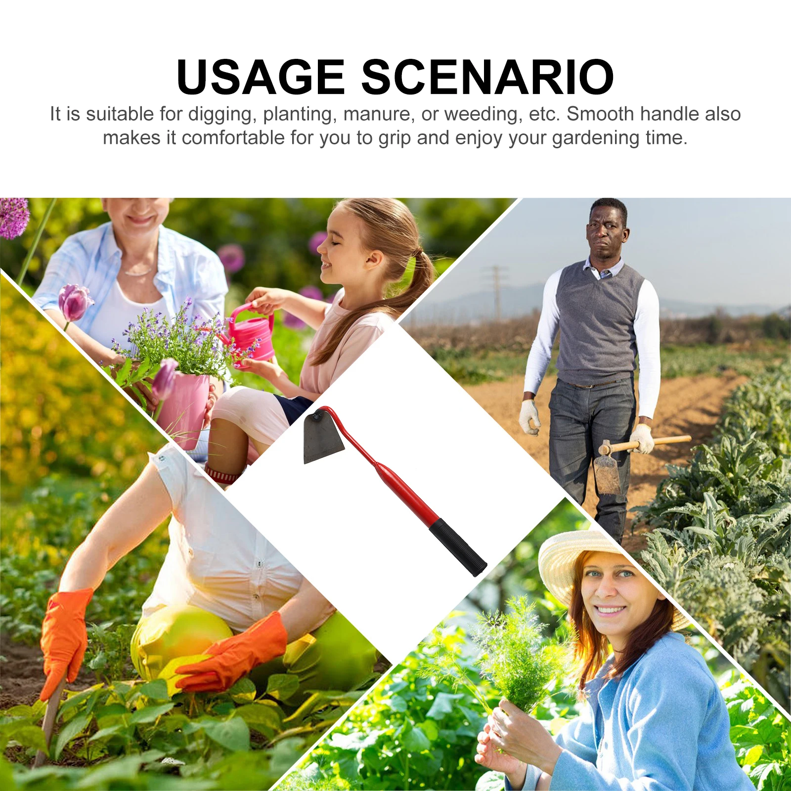 

Small Hand Hoe High Carbon Steel Lightweight Garden Tool Ergonomic Design For Digging Planting Weeding Smooth Handle Hoe