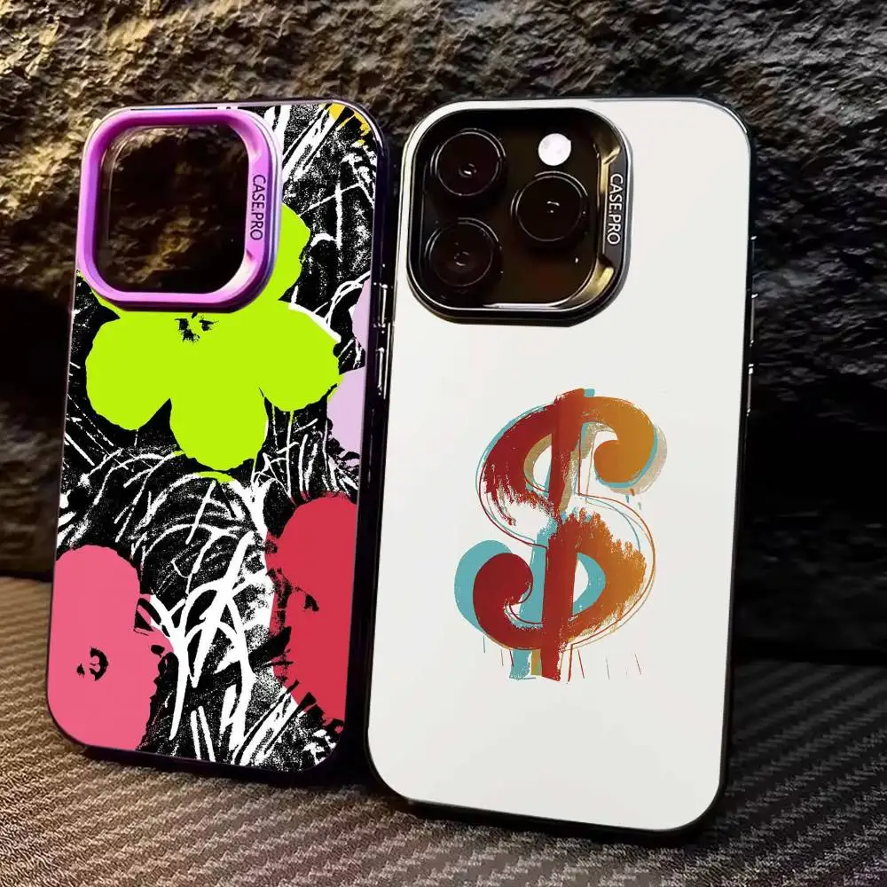 

A-Andy W-Warhol Art Phone Case For iPhone17,16,15,14,13,12,11 Plus,Pro Max Colored Silver Plated Inside Cover