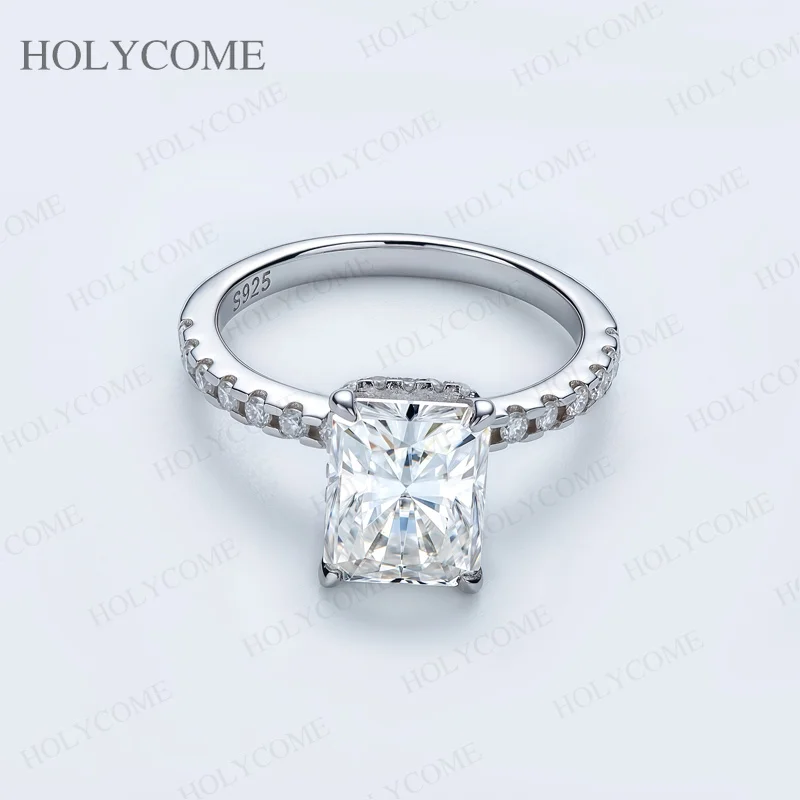 3CT Radiant Cut Moissanit-Verlobungsring GRA-Zertifiziert 925 Sterling Silber Halo-Diamant Eheringe für Damen Schmuck – Detail 5
