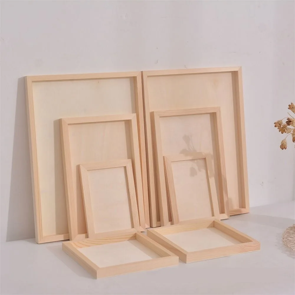 أطفال هدية خشبية فارغة الطين الإطار متعدد الحجم الإبداعية حامل صور خشبي DIY بها بنفسك ديكور الحفلات سطح المكتب زخرفة الأطفال الحرفية #1