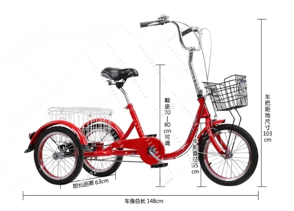 Human Tricycle Adult Leisure Transportation Bicycle Vegetable Basket Tricycle Can Enter The Elevator