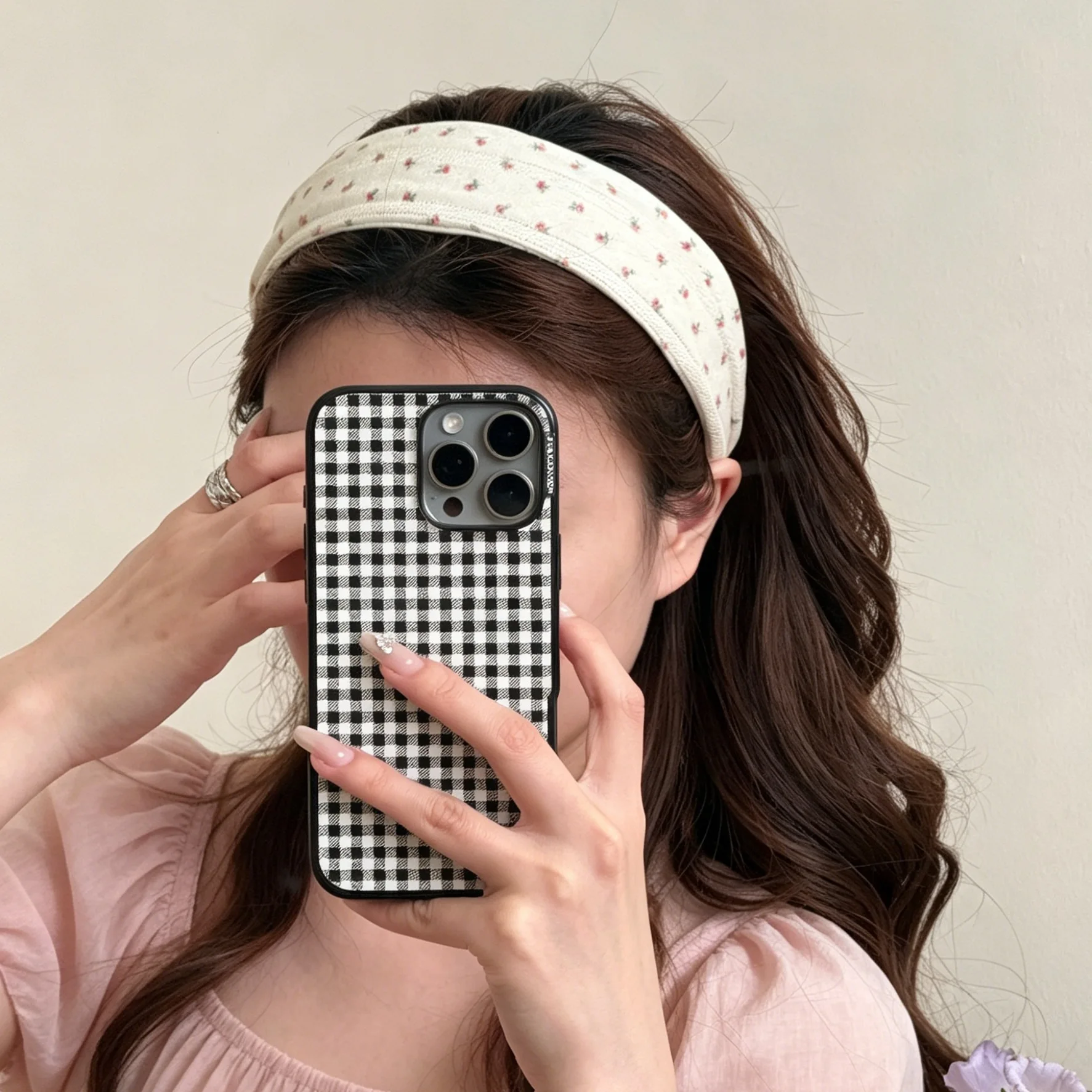 Wide Edge Floral Knit Headband for Women Hide Hair Part Non Slip Sweet Spring Daily Hair Accessory