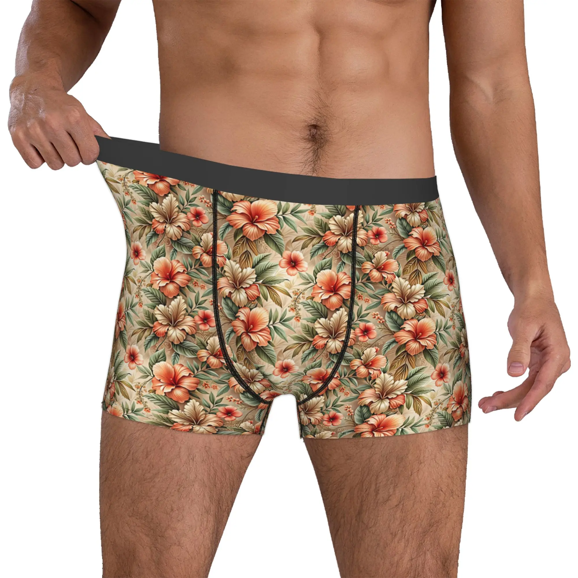 Fashion Luxury High 3D Floral Boxers Shorts Panties Men's Underpants Stretch Fashion Trend 3D Flowers Briefs Underwear
