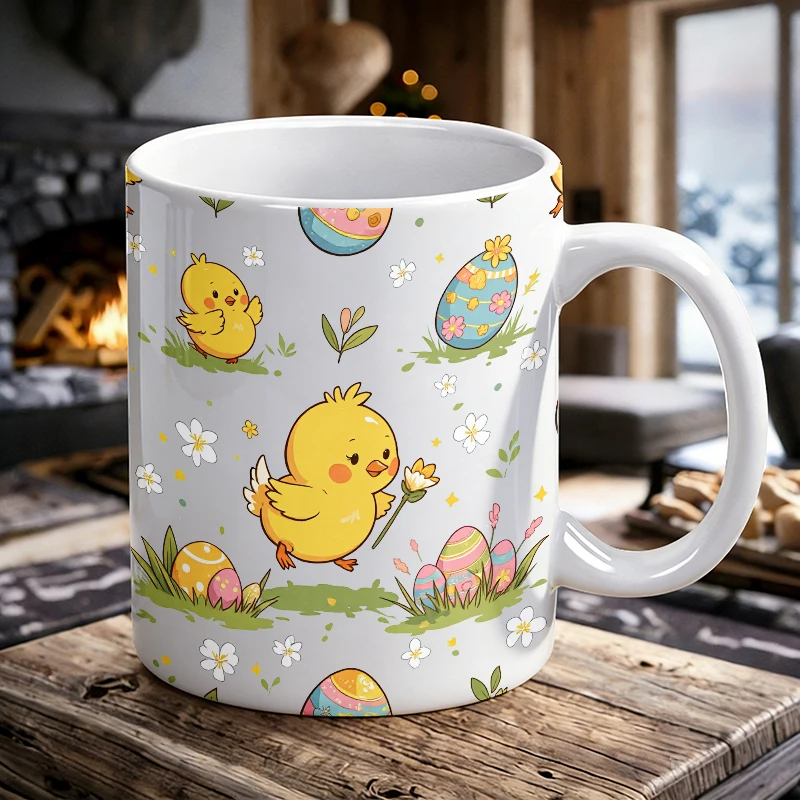 

Easter little yellow chick egg ceramic cup, coffee cup, milk cup, office tea cup, drinking cup, does not fade,a gift for friends