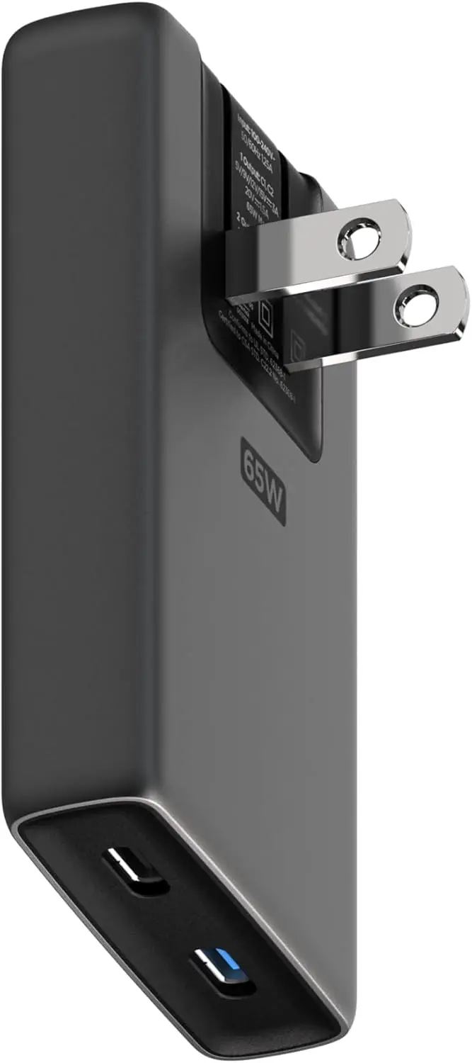 

Тонкий адаптер питания 65 Вт с двумя портами USB-C, плоское зарядное устройство для быстрой зарядки