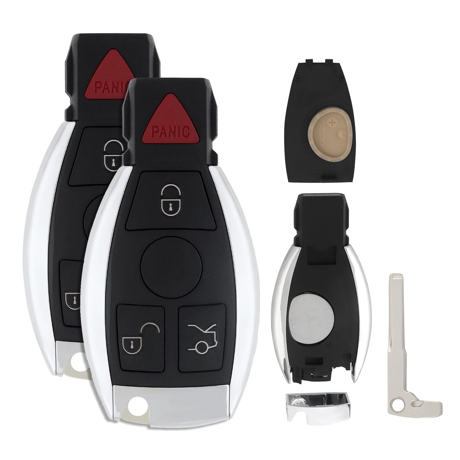 

2pcs 315MHz 4 Buttons Keyless Entry Smart Remote Car Key Fob Shell for Mercedes Benz IYZ3312 Support NEC BGA Key Fob Cover Case