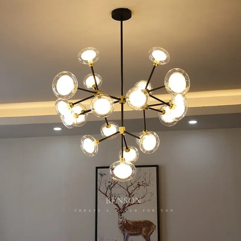 Nordic white Glass Bubble Ball Chandelier Firefly Sputnik Lights Dining Living Room Home Restaurant Art bedroom Hanging Light