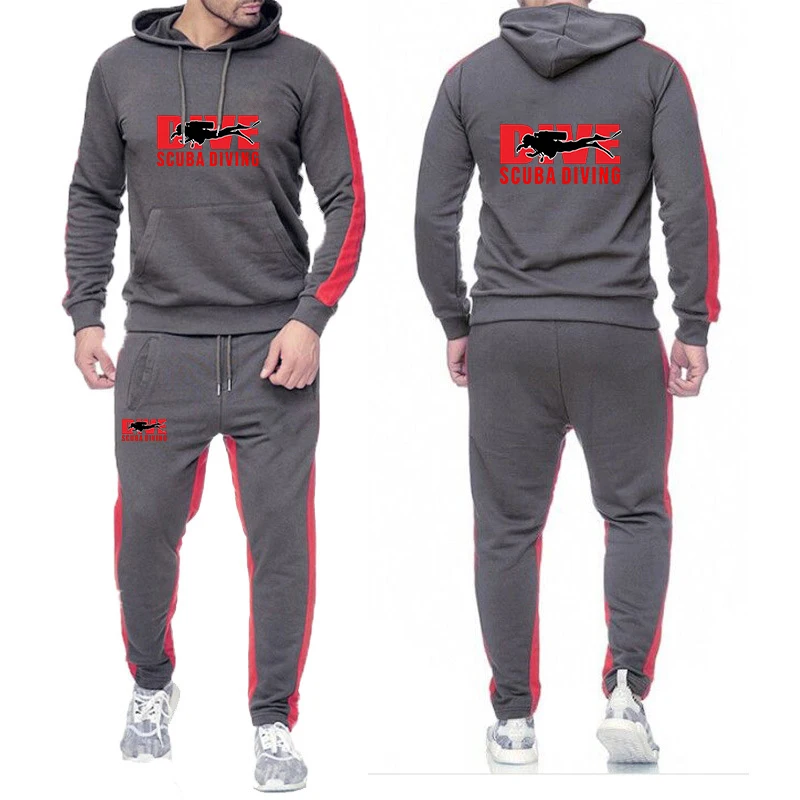 Scuba Diving Diver Logo Print Premium Fabric Wrinkle-resistant and Wear-resistant Hoodies Leisure Sports Long Pants Suits