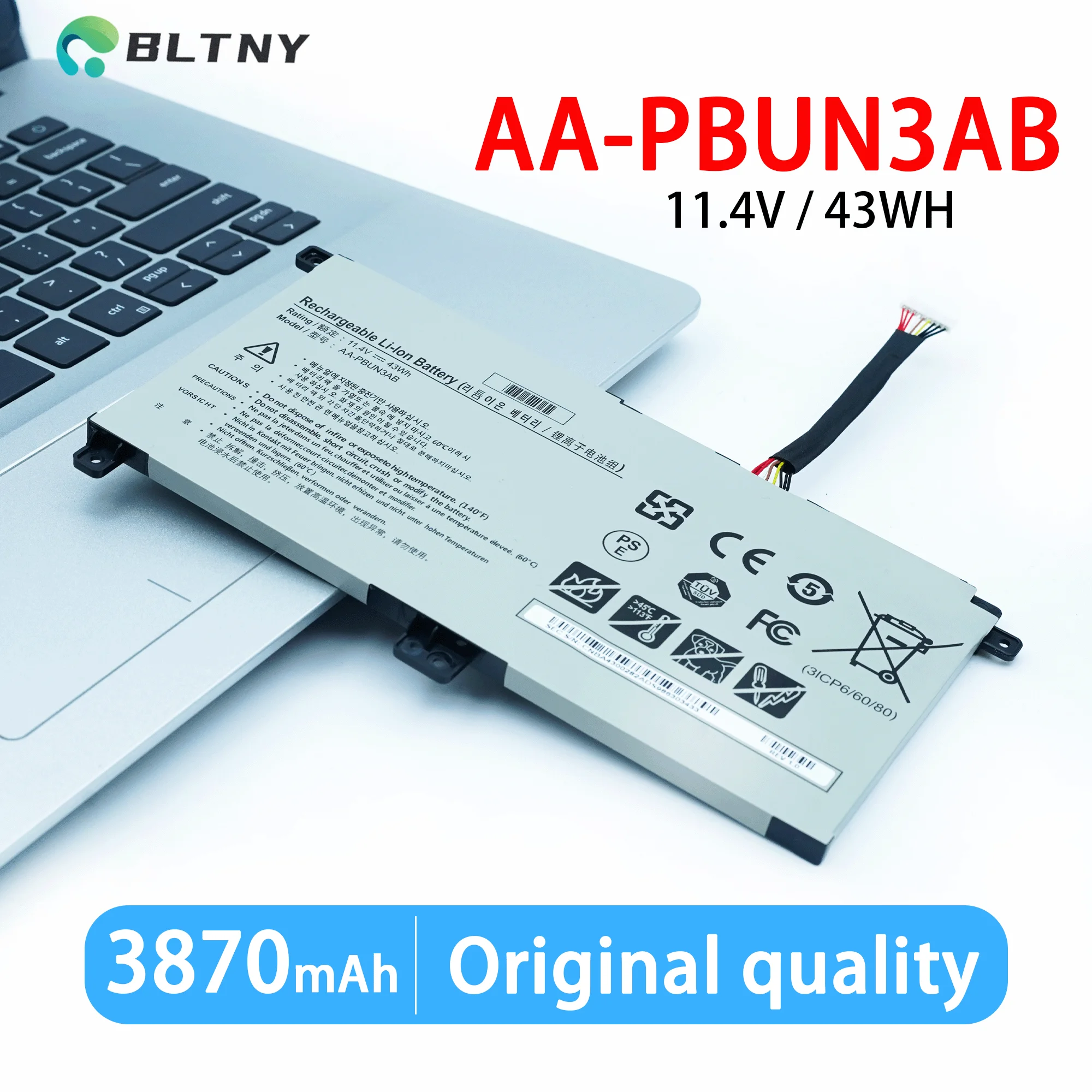 

AA-PBUN3AB 43Wh Battery for Samsung Notebook 7 BA43-00377A NP740U3L-L02US NP740U3M-K01US NP800G5M 800G5M NP740U5M AA-PBUN3QB