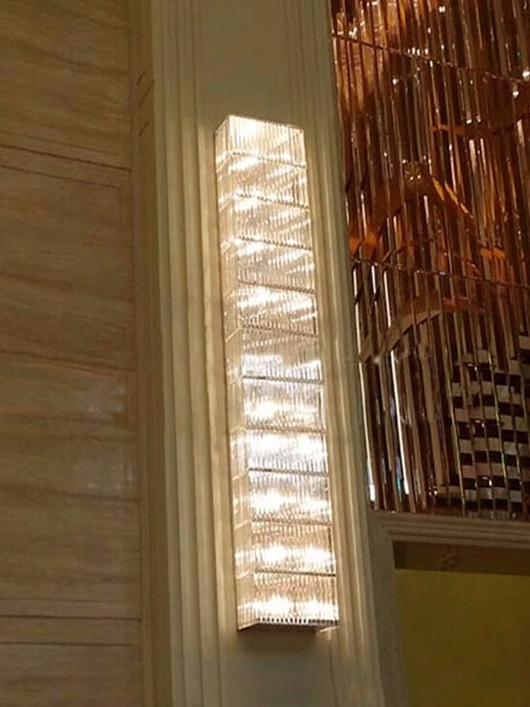 Art deco Large Crystal wall light for living room Foyer decor Long crystal Led wall sconce Hotel project E14 indoor wall lamp