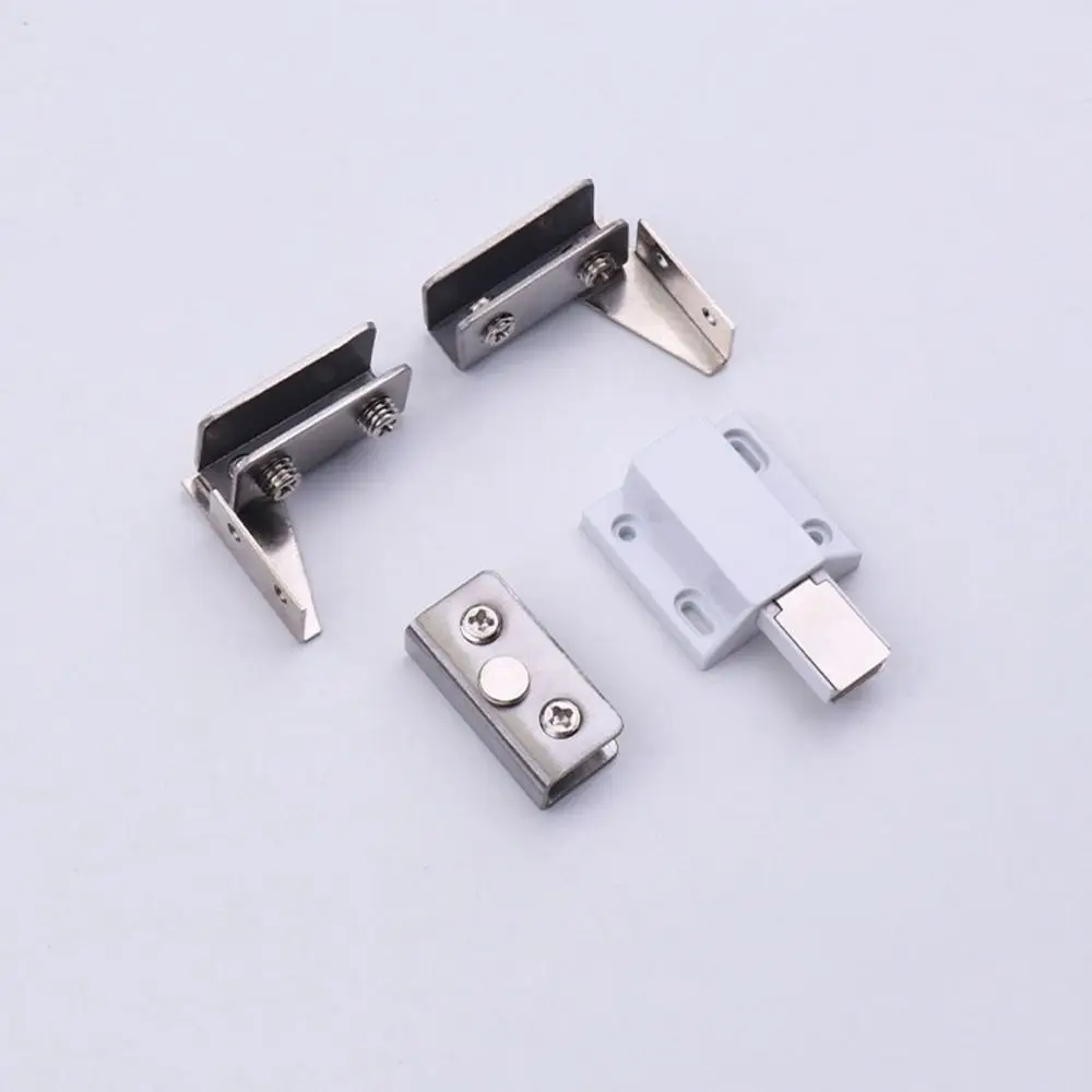 2PCS Zinc Alloy Glass Door Hinge Hardware Furniture Frameless Clamp Self-closing No Drilling Cabinet Door Hinge Glass Cabinet