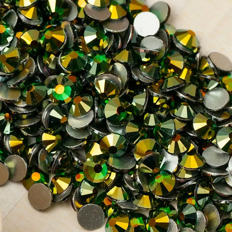 5A Emerald AB Crystal Flat Back Rhinestone Strass Glitter Non-Hotfix Stone for DIY Nail Art Wedding Garment Decoration