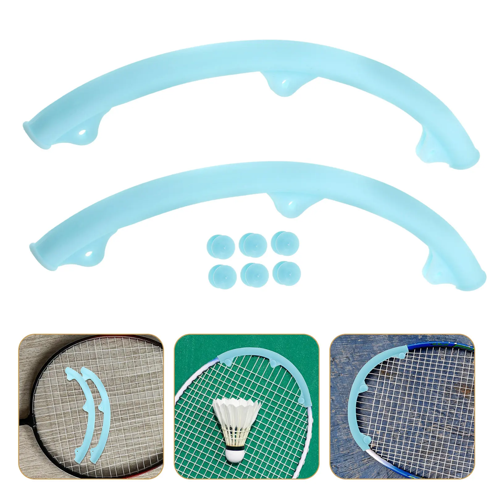 

1Pair Badminton Frame Protector Silicone Wear-Resistant Racket Frame Cover Universal Front Curved Protection Sleeve Rackets