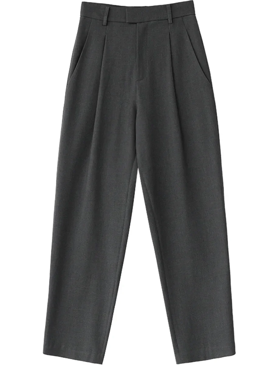 CHIC VEN Simple Casual Women Twill Suit Pants Wide Leg Pants Straight Floor Pants Office Ladies Female Trousers